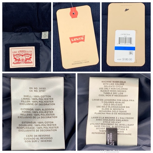 Levi's NWT Navy Corduroy Zoe Puffer Jacket, XL - Picture 16 of 16
